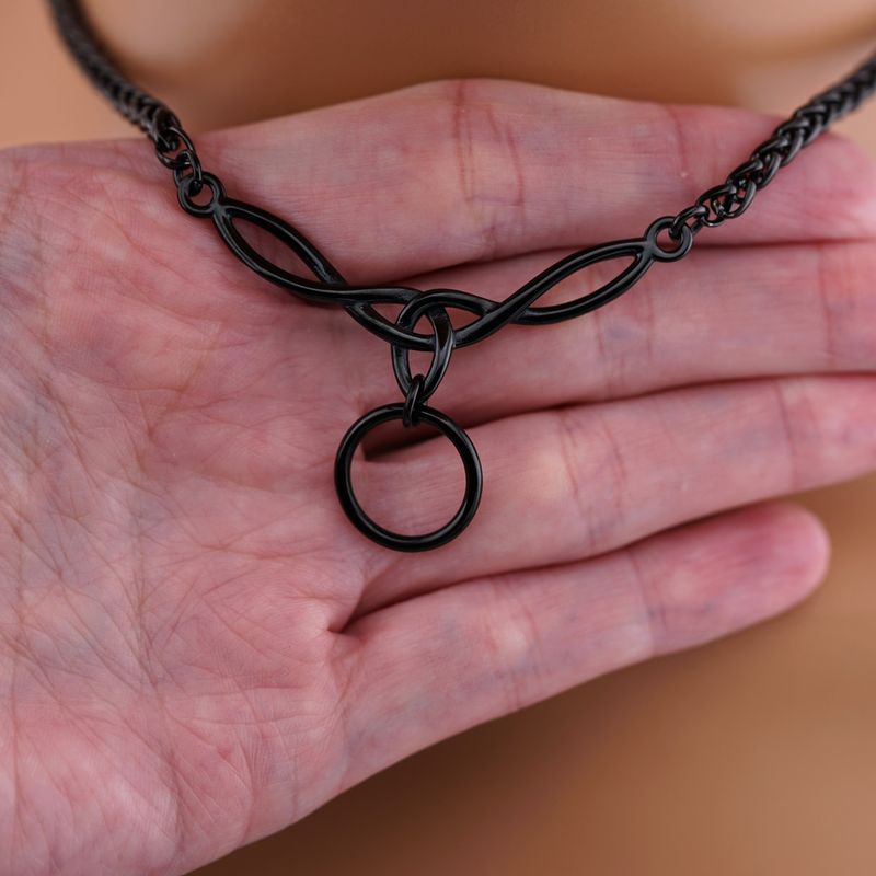 Black Celtic Knot O Ring Wheat Chain