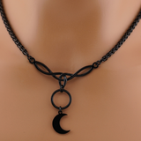 Black Celtic Knot O w/ Moon Wheat Chain