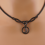 Black Celtic O Gunmetal Crescent Moon Day Collar – Submissive Jewelry