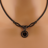 Black Stainless Steel Celtic O Heart Lock Day Collar – Submissive Day Wear