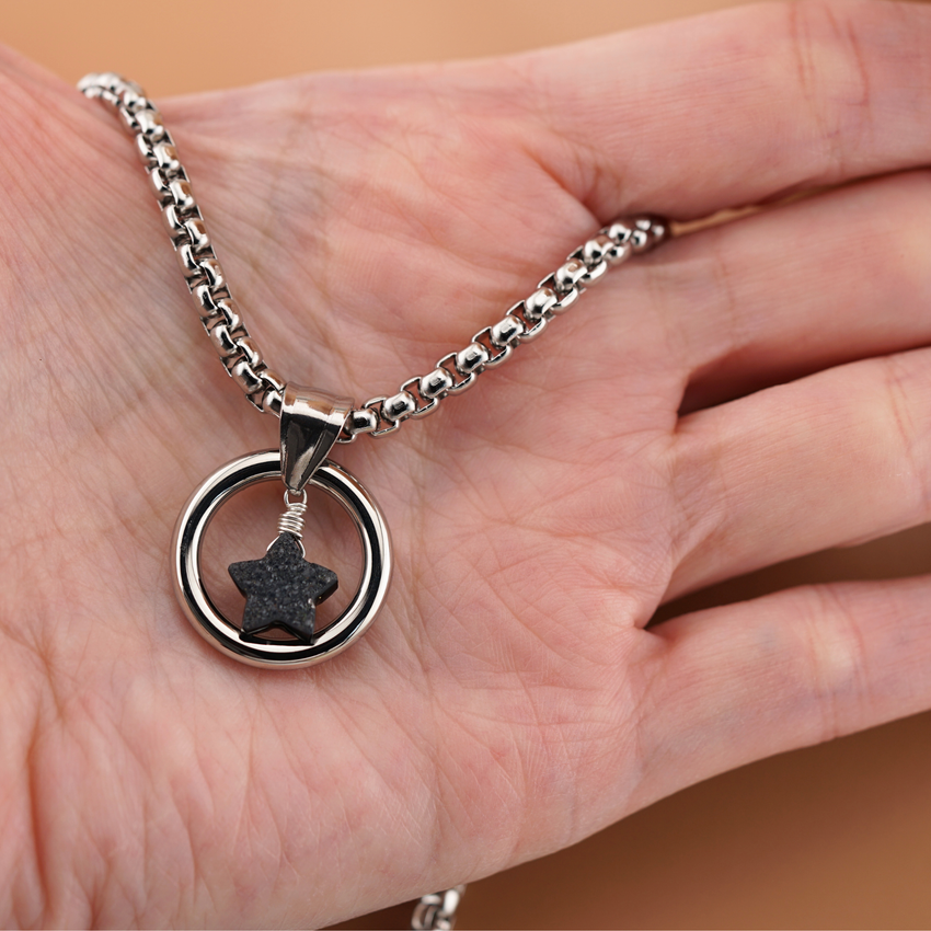 Witchy Submissive Day Collar – Black Druzy Quartz Agate Star