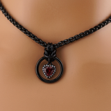 Heart w/ Garnet and Clear Stones 4mm Wheat