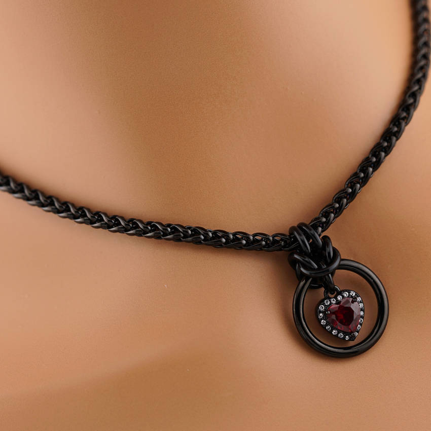 Heart w/ Garnet and Clear Stones 4mm Wheat