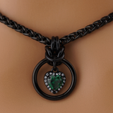 Heart w/ Emerald and Clear Stones 4mm Wheat