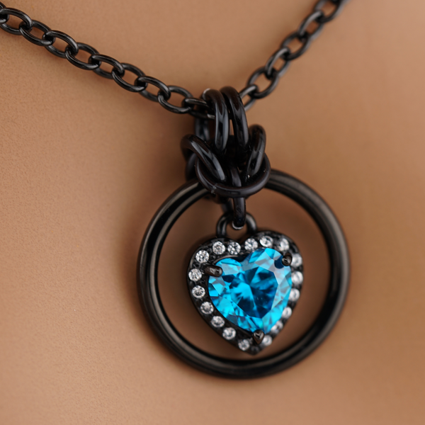 Blue Crystal Heart Submissive Day Collar