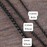 Black Wheat Chain Necklace 4mm