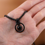 Heart w/ Black and Clear Stones 4mm Wheat