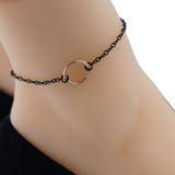 Black Anklet Rose Gold O