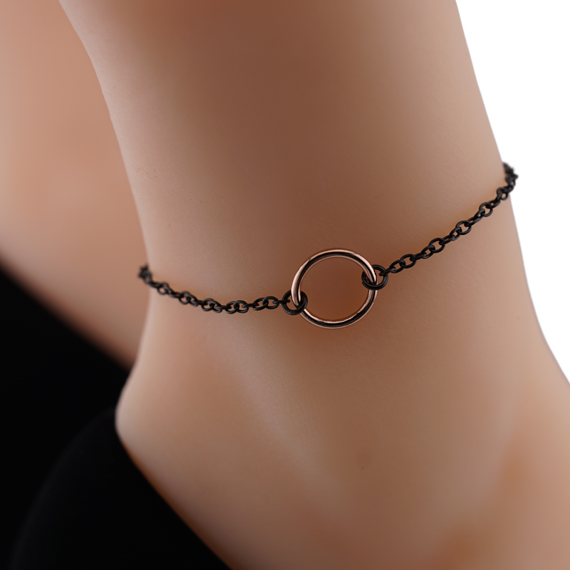 Black Anklet Rose Gold O