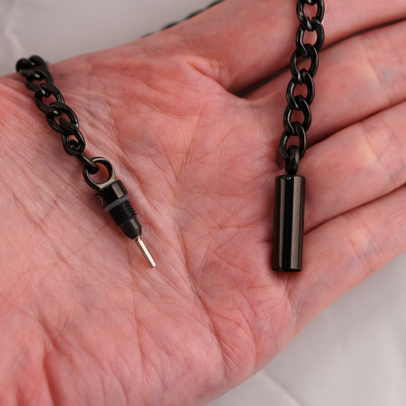 New Swivel Style Hidden Key Black Cuban Chain Bracelet