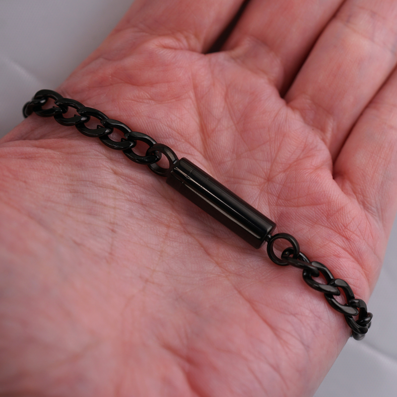 New Swivel Style Hidden Key Black Cuban Chain Bracelet
