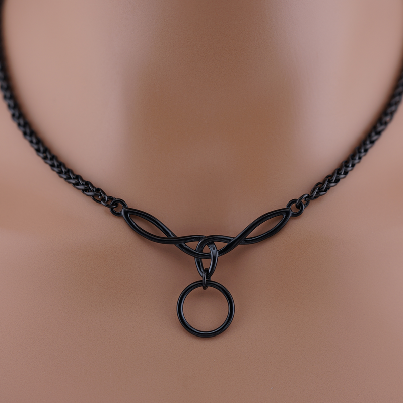 Black Celtic Knot O Ring Wheat Chain