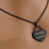 Engraved Black Stainless Steel Heart Pendant
