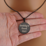 Engraved Black Stainless Steel Circle Pendant