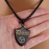 Personalized Dominant Shield Pendant – Black Stainless Steel Triskelion Day Collar Necklace