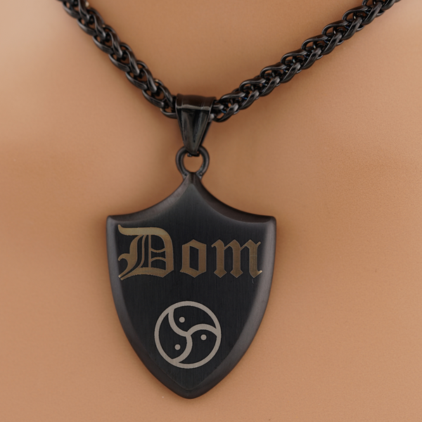 Personalized Dominant Shield Pendant – Black Stainless Steel Triskelion Day Collar Necklace