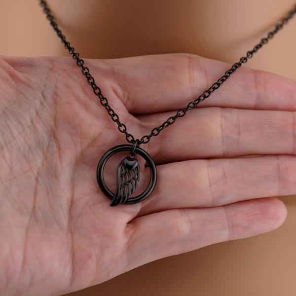 Angel Wing & Heart O-Ring Necklace