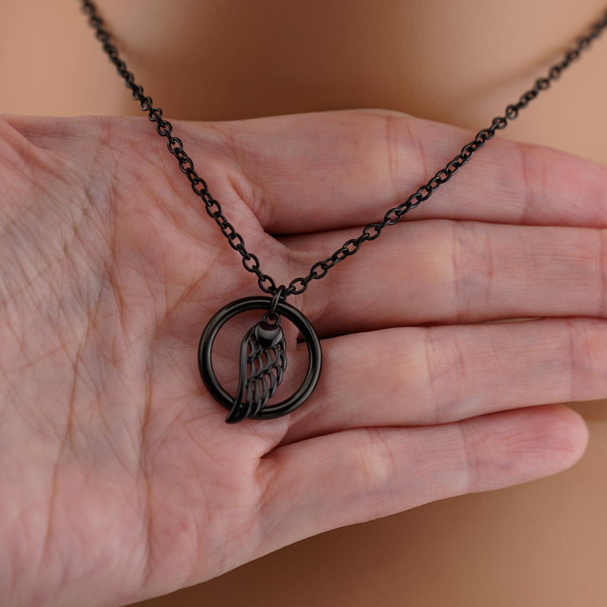 Angel Wing & Heart O-Ring Necklace