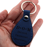 D•O•M Leather Keychain – Decisive. Observant. Masterful.