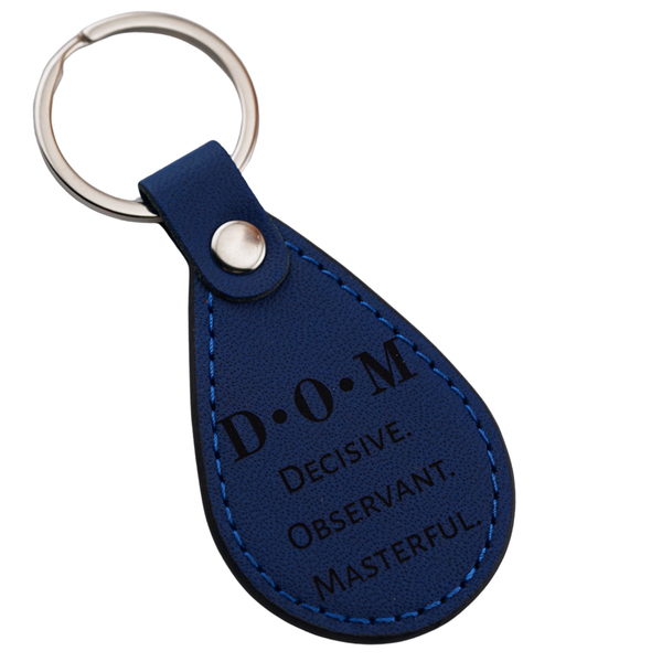 D•O•M Leather Keychain – Decisive. Observant. Masterful.