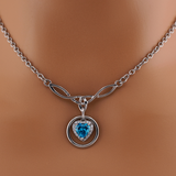 Celtic O Ring Collar with Blue Topaz Heart