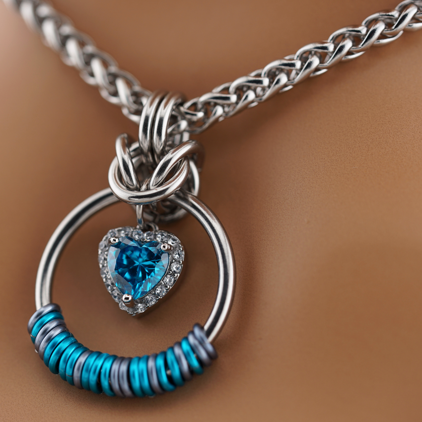 Morse Code Blue Topaz Heart