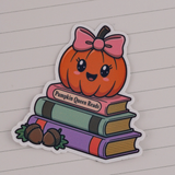 Pumpkin Queen Reads Fall Books Waterproof Vinyl Sticker