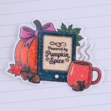 Powered by Pumpkin Spice Holographic Vinyl Kindle Sticker | Fall Book Lover Sticker | Cozy Autumn Coffee Sticker | Cute Reader Decal
