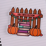 Fall Into Fiction Waterproof Vinyl Sticker | Cozy Autumn Book Lover Sticker