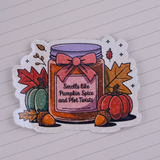 Smells Like Pumpkin Spice and Plot Twists Holographic Waterproof Vinyl Sticker | Fall Book Lover Sticker