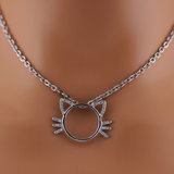 Kitten Necklace with CZ Stones