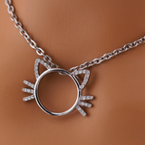 Kitten Necklace with CZ Stones