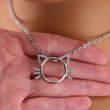 Kitten Necklace with CZ Stones