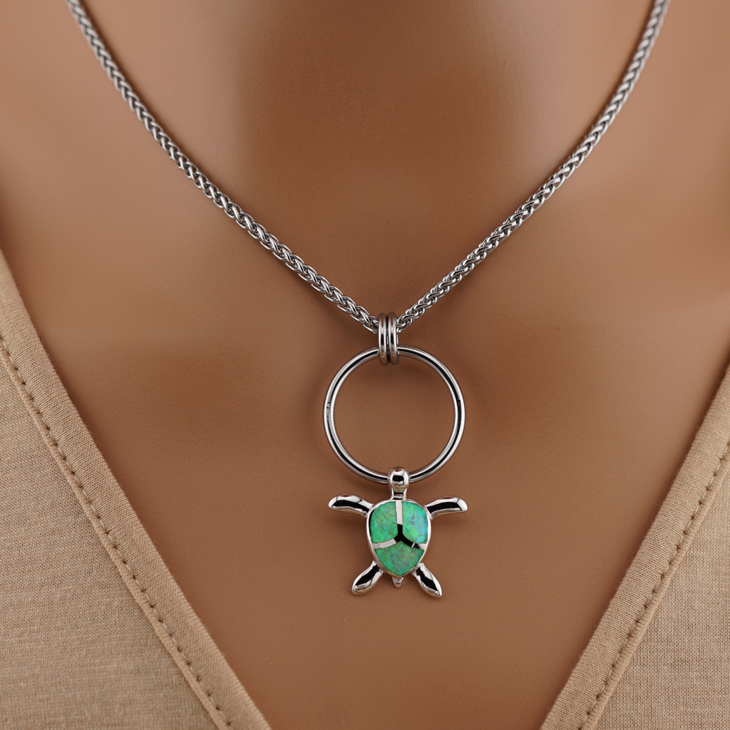 Turtle Chain Sea Turtle Opal Submissive Necklace Collar – Captive Collars