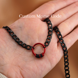 Morse Code Red O Ring Black Cuban Chain