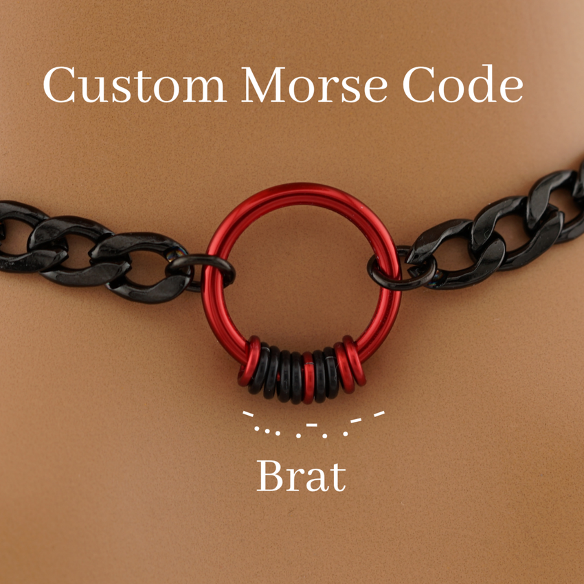 Morse Code Red O Ring Black Cuban Chain