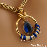 Blue Sapphire Teardrop Morse Code Day Collar