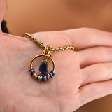 Blue Sapphire Teardrop Morse Code Day Collar