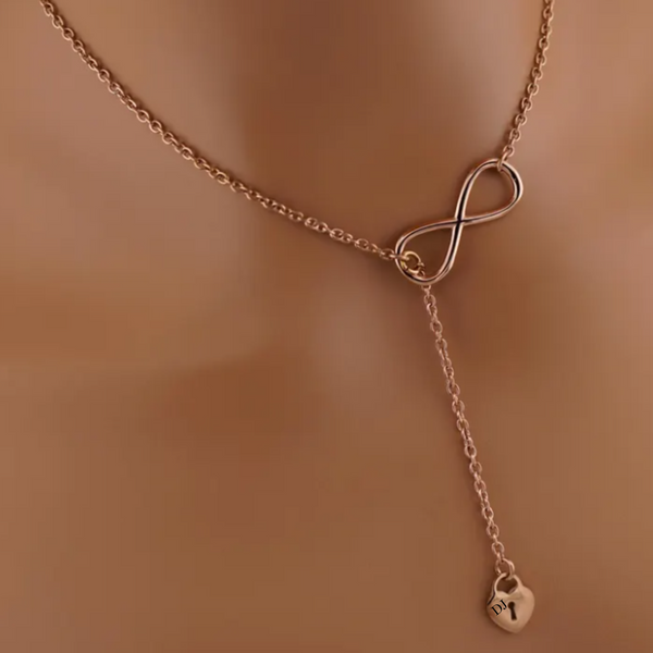 Engraved Infinity Rose Gold Heart Lock