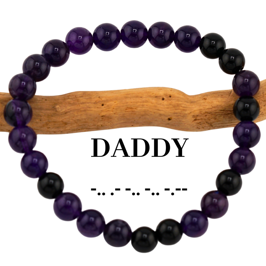 Amethyst Daddy Morse Code Bracelet