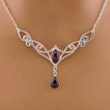 Garnet Celtic Day Collar Sterling Silver