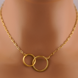 BDSM Day Collar Necklace, Dom Sub Intertwined O Ring, Gold Discreet Collar