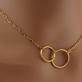 BDSM Day Collar Necklace, Dom Sub Intertwined O Ring, Gold Discreet Collar