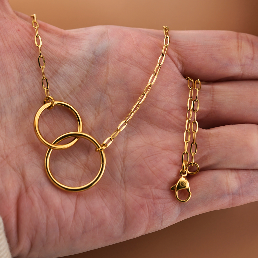 BDSM Day Collar Necklace, Dom Sub Intertwined O Ring, Gold Discreet Collar