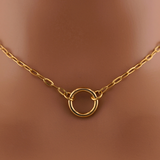 Gold Paperclip Chain Submissive Day Collar – Discreet O-Ring Collar