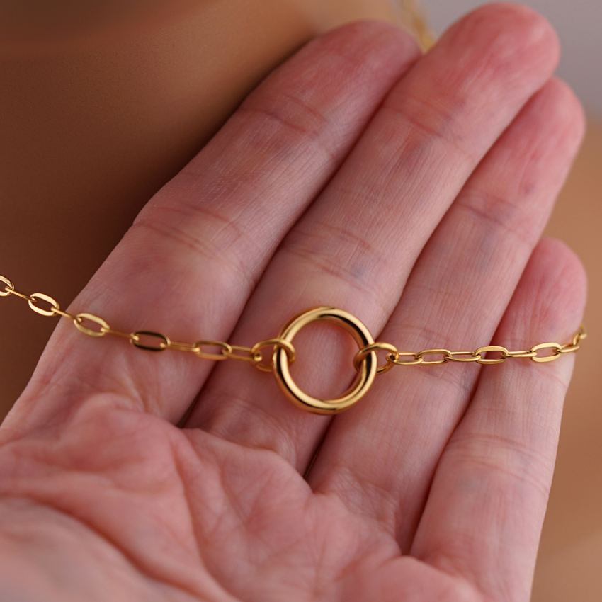 Gold Paperclip Chain Submissive Day Collar – Discreet O-Ring Collar