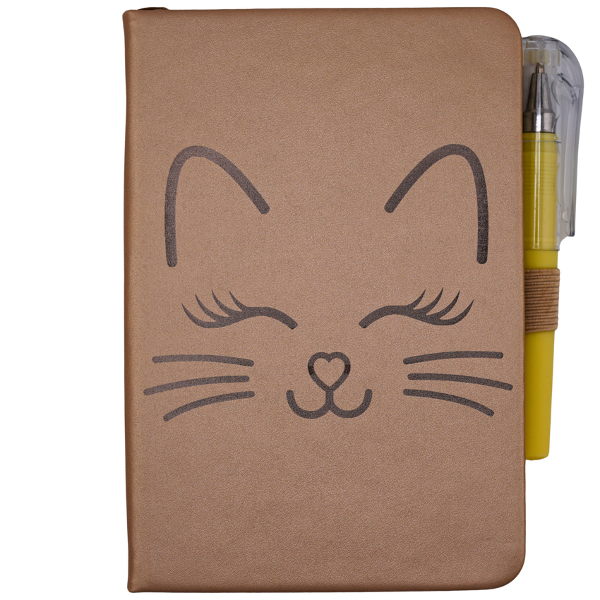 Personalized Kitten Mini Notebook – Leather Kink-Cute Journal