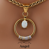 Gold Morse Code w/ CZ Opal