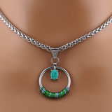 Submissive Morse Code Day Collar – Hidden Message BDSM O-Ring with Green Opal