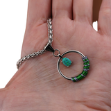 Submissive Morse Code Day Collar – Hidden Message BDSM O-Ring with Green Opal